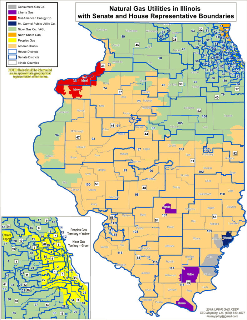 Illinois natural gas utility service-area map