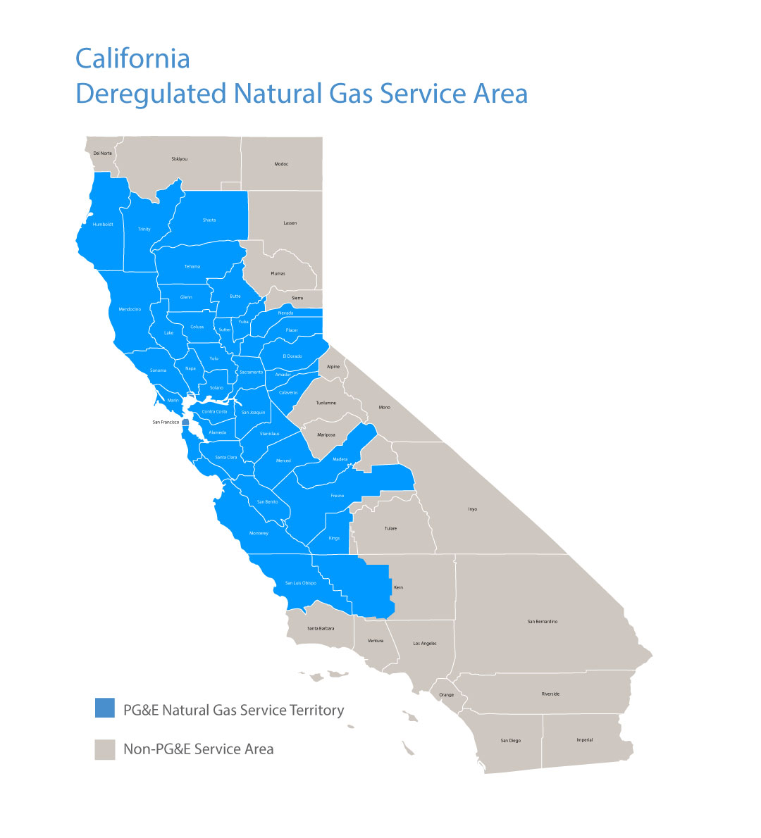 California natural gas service area map